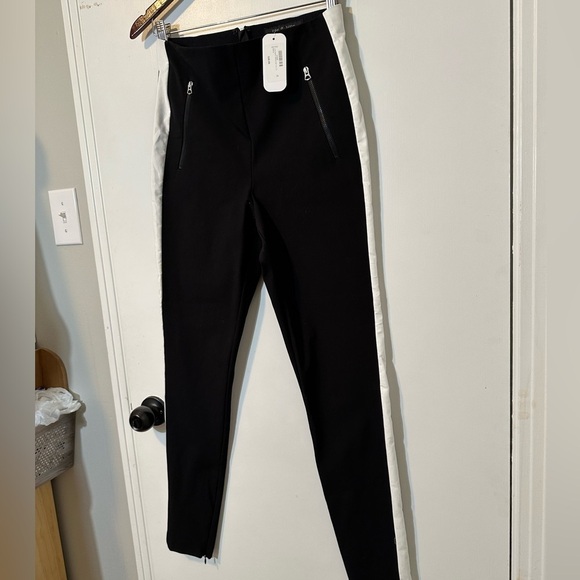 NWT new Rag & Bone black pants 6 white side stripe zipper leg small high waist 4 - Picture 3 of 16
